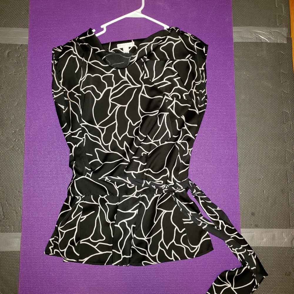 NY&C Black & White Silky Tank Top L